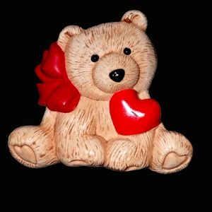 Little girls vintage tan Valentine teddy bear pin brooch